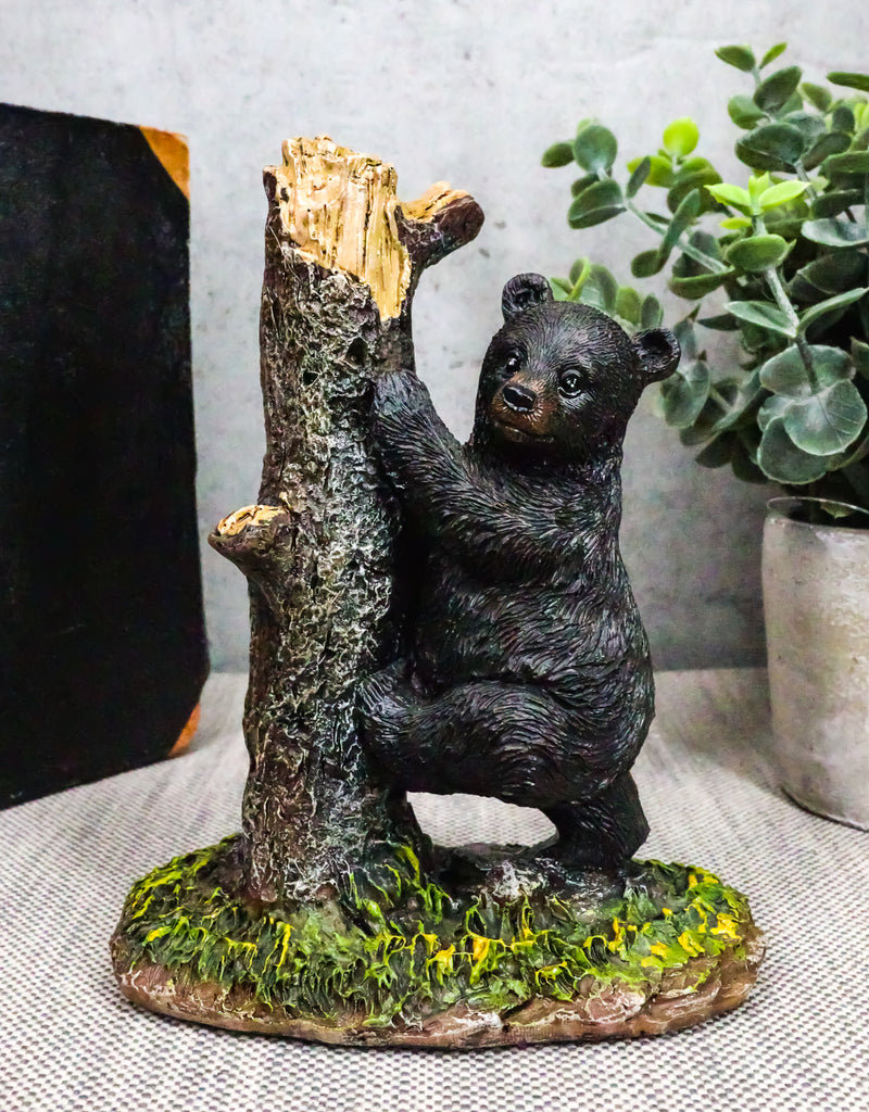 Ebros 5.5" Tall Realistic Black Bear Climbing Tree Trunk Statue Rustic Wildlife - Ebros Gift