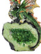 Metallic Green Iridescent Wyrmling Dragon On Faux Geode Crystal Rock Figurine