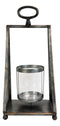 Rustic Western Farmhouse Galvanized Metal Pillar Candleholder Trapezium Lantern