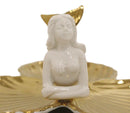 Ebros Mermaid with Three Golden Clam Shells Jewelry Dish Holder Figurine 9" L Art Nouveau Decor