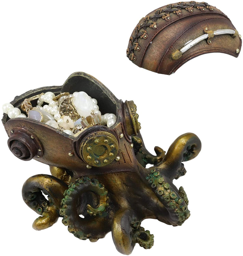 Ebros Gift Steampunk Octopus Marauder Cyborg Infantry Decorative Box Figurine 5.5"H