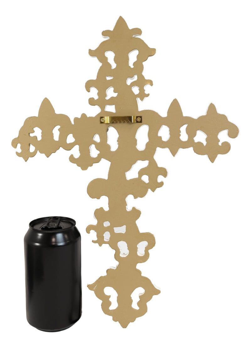Rustic Vintage Southwestern Tuscan Fleur De Lis Filigree Scroll Art Wall Cross
