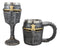 Ebros Medieval Knight Suit of Armor Helm Drinkware Set of 2 Wine Goblet And Mug