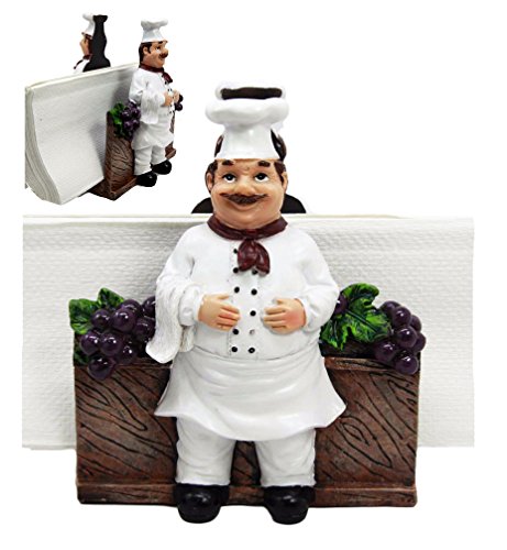 Ebros Chef Alton Grape Wine Vineyard Dinner Napkin Holder Figurine Tabletop Decorative