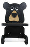 Whimsical Kids Rustic Black Bear Cub Toilet Paper Holder With Cell Phone Stand