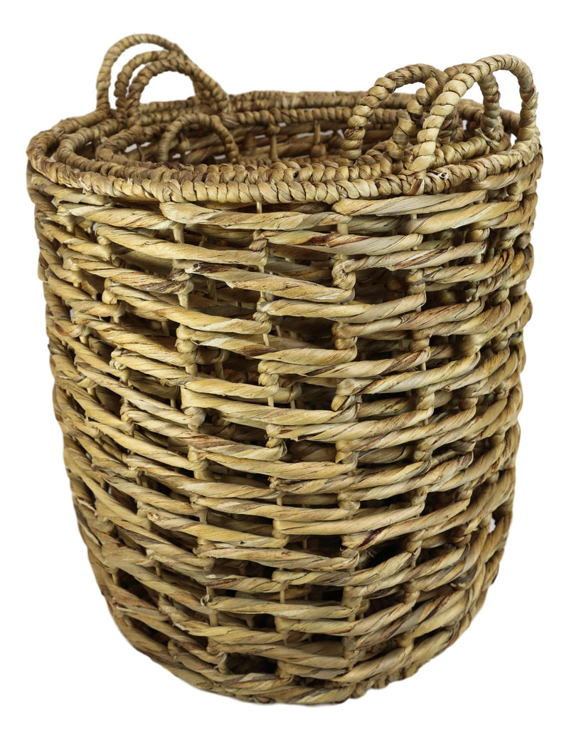 Western Farmhouse Stylish Hand Woven Nesting Storage Wicker Baskets Set Of 5