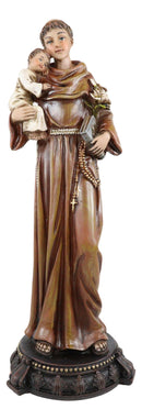 Catholic Saint Anthony of Padua Carrying Baby Jesus Lilies Scriptures Figurine