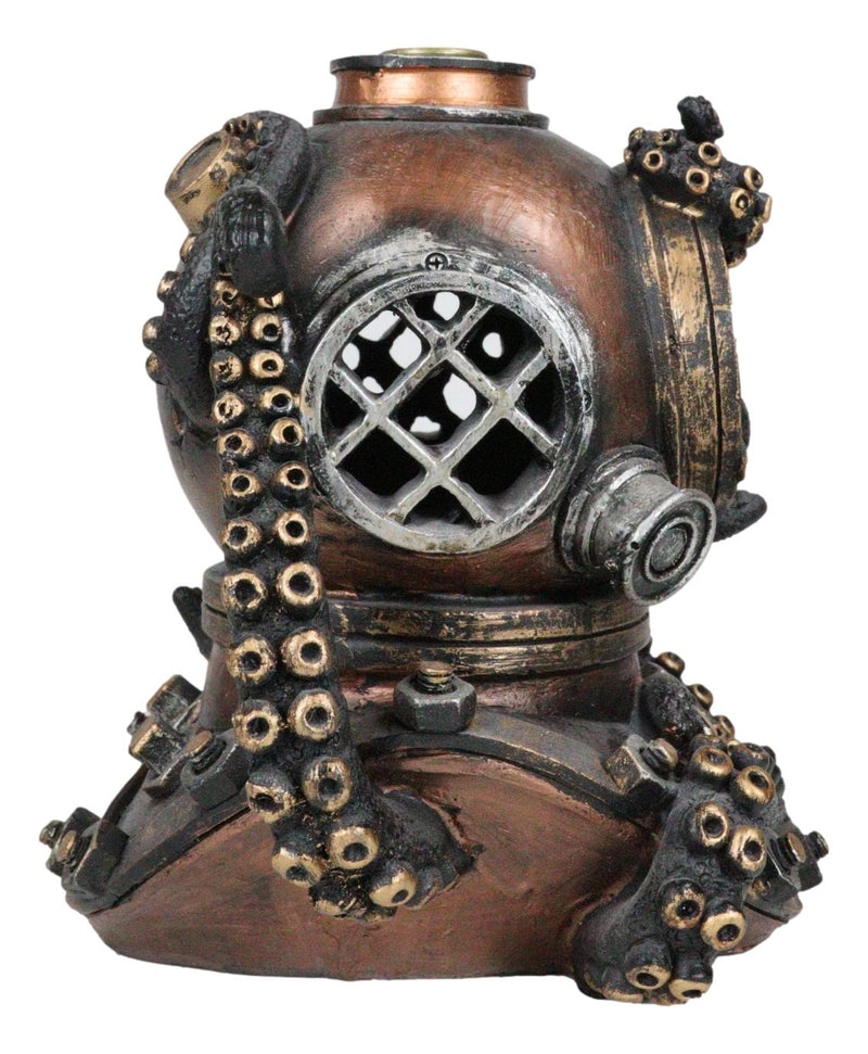 Marine Octopus Kraken Steampunk Divers Helmet With Skull Incense Cone Burner