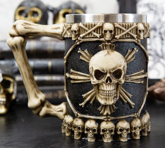 Ebros Large Skeletal Cross Bones Skull Beer Stein Tankard Coffee Cup Drink Mug 12oz - Ebros Gift