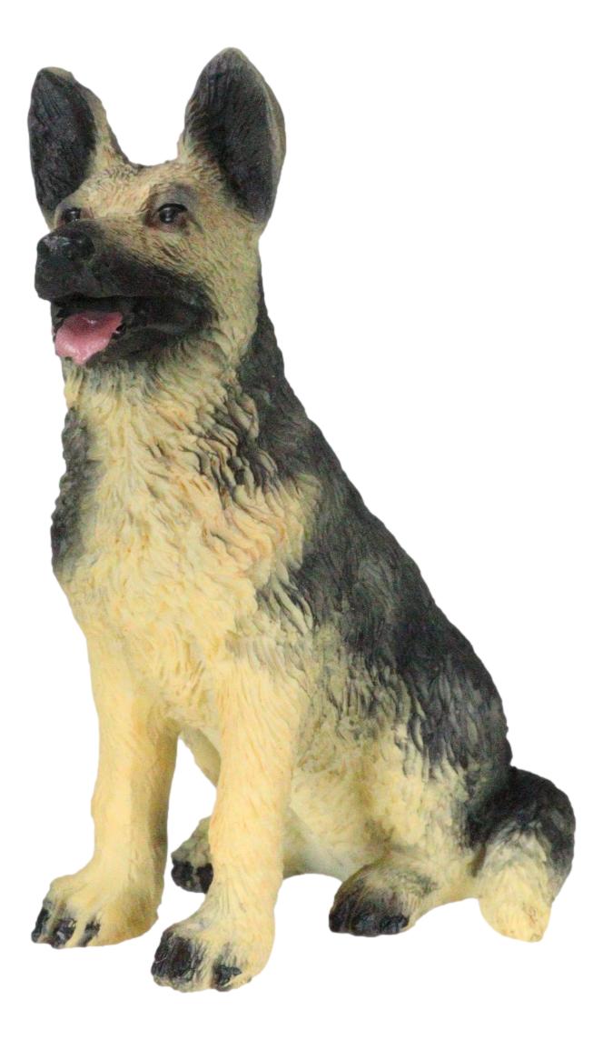 Lifelike Realistic Sitting Canine German Shepherd Police Dog Miniature Figurine