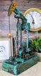 Western Rustic Green Vintage Nodding Donkey Pumpjack Oil Derrick Rig Figurine