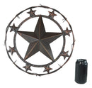 16"D Western Lone Star With Mini Stars Barbed Wire Metal Circle Wall Plaque