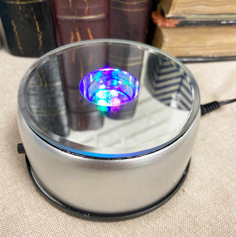 Ebros Rotating Colorful 7 LED Light Mirror Display Base for Crystal Acrylic Glass Art