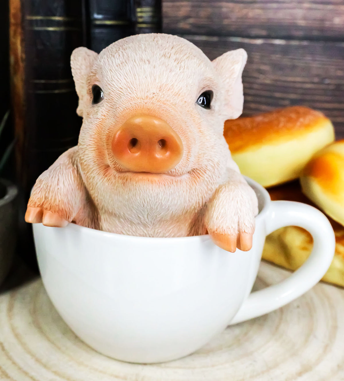 Ebros Adorable Teacup Pig 5.25"H Realistic Animal Collectible Statue with Glass Eyes - Ebros Gift
