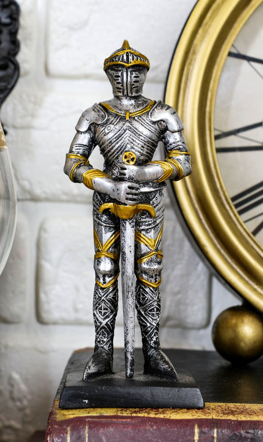 Ebros Medieval Knight Suit Of Armor Figurine Elite Swordsman Miniature 4"H - Ebros Gift