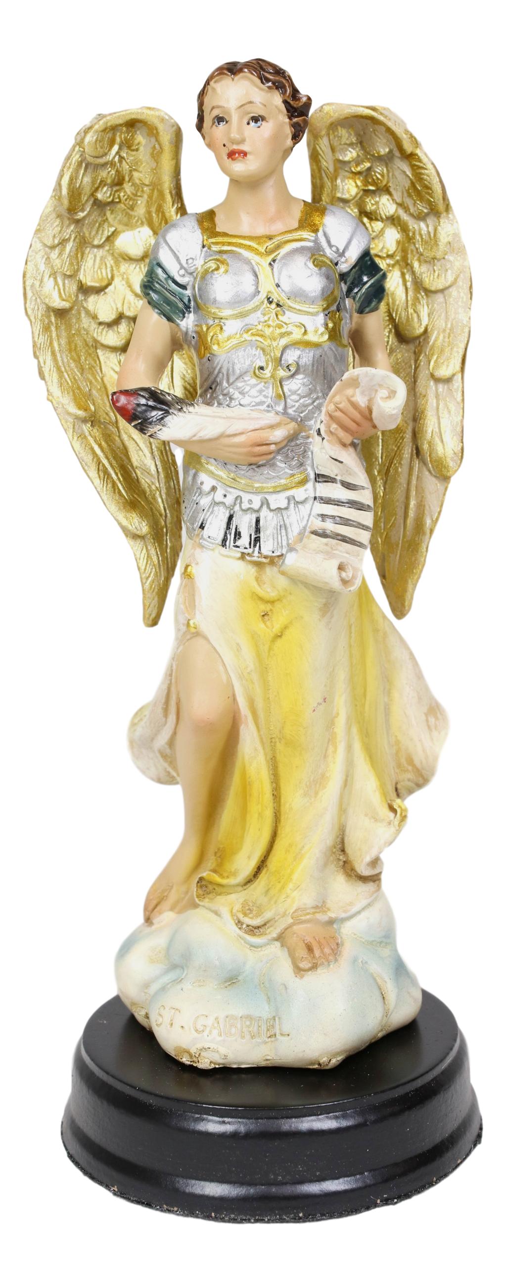 Archangel Gabriel Messenger Of God Holding Scroll Figurine Catholic Church Saint - Ebros Gift