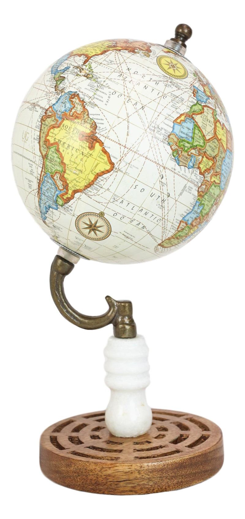 Rustic Western Farmhouse World Atlas Map Globe Desktop Standing Decor Accent 10"