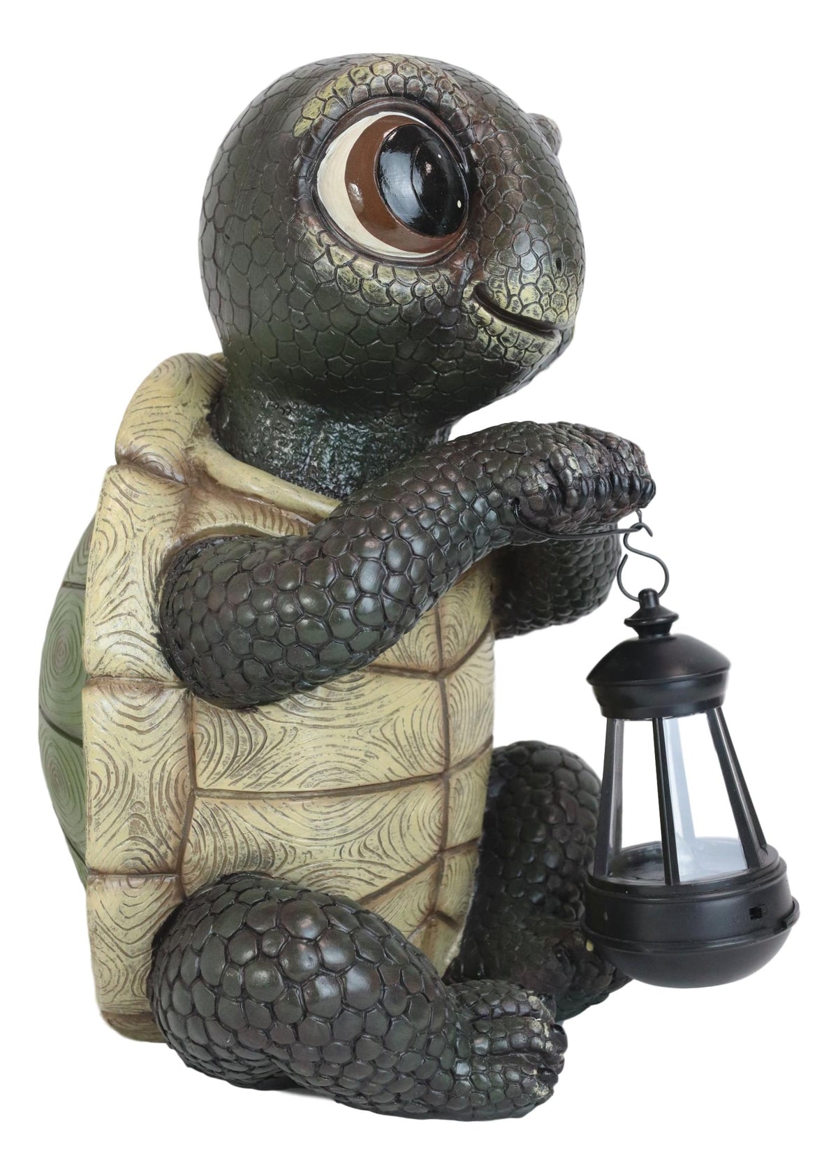 Ebros Gift Adorable Baby Turtle Tortoise Holding Solar Lantern Garden Path Lighter Statue