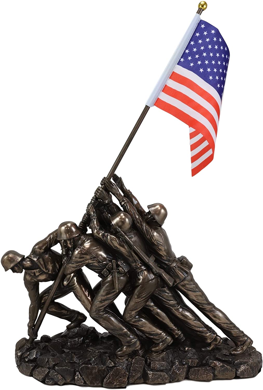 Ebros Iwo Jima 6 Marines Raising USA Flag Memorial Replica 12" Long Figurine - Ebros Gift