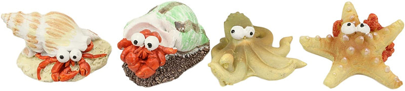 Ebros Starfish Octopus and Hermit Crabs Small Miniature Figurines Set of 4