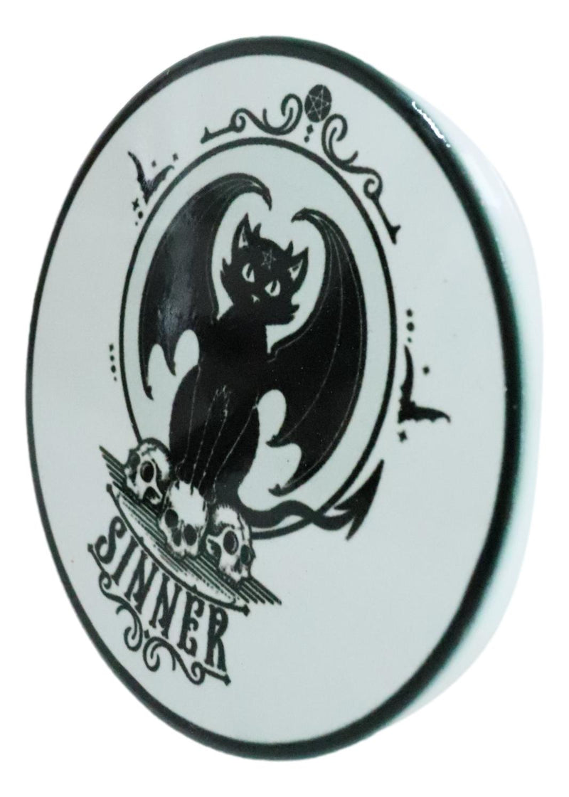 Devil Black Cat Skulls Sinner Ceramic Coaster Set of 4 Tiles With Cork Backing