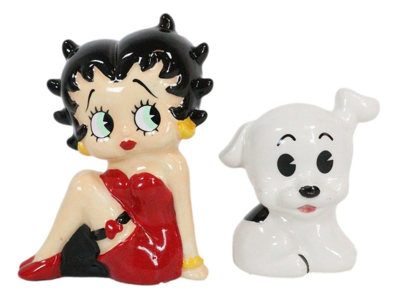 Comical Betty Boop And Pudgy Dog Collectible Ceramic Salt And Pepper Shakers Set