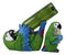 Green Scarlet Macaw Parrot Wine Bottle And Salt Pepper Shakers Holder Statue Set