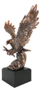 American Bald Eagle Swooping With Claws Over Waves Bronze Electroplated Figurine