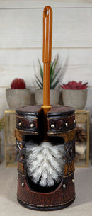 Country Rustic Western Star Faux Tooled Leather Lace Toilet Brush And Holder Set