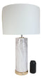 26"H Contemporary Ceramic Faux White Veined Marble Gold Trim Table Lamp W/ Shade