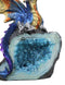 Metallic Blue Iridescent Wyrmling Dragon On Faux Geode Crystal Rock Figurine
