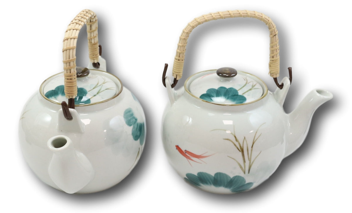 Set Of 2 Feng Shui Yin Yang Koi Fish Pair In Pond Ceramic Tea Pot 38oz Teapots - Ebros Gift