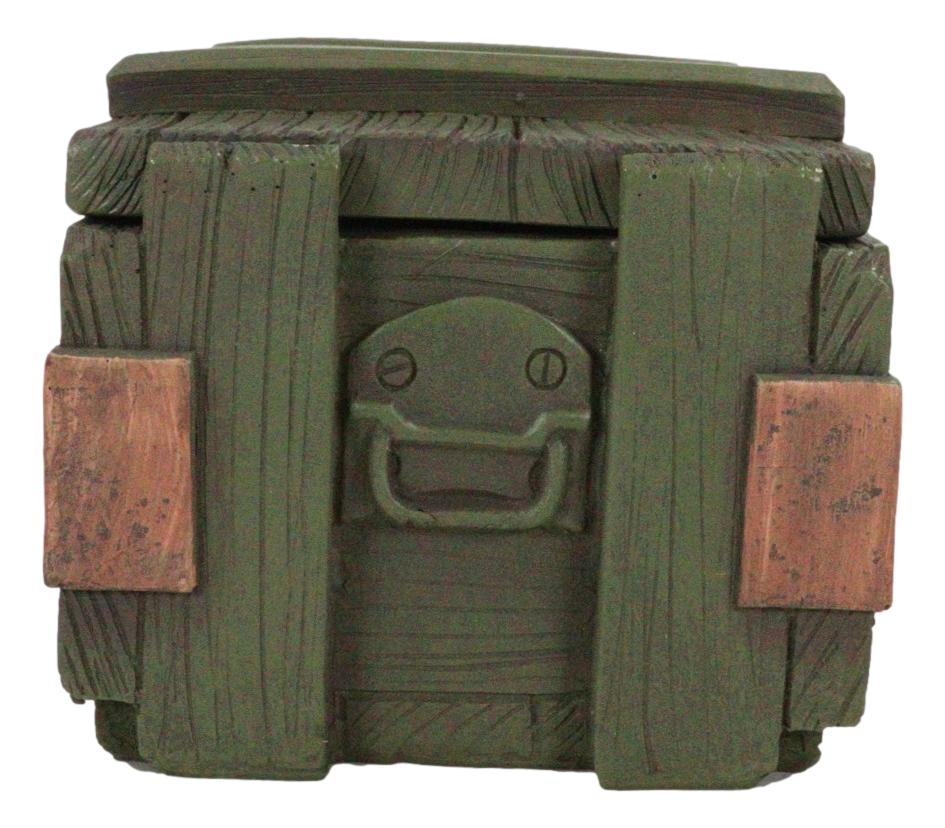 Patriotic Military Style Ammo Crate Utility Faux Wood Decorative Box Figurine