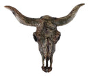 Rustic Western Faux Driftwood Steer Bison Bull Cow Skull Wall Decor Plaque