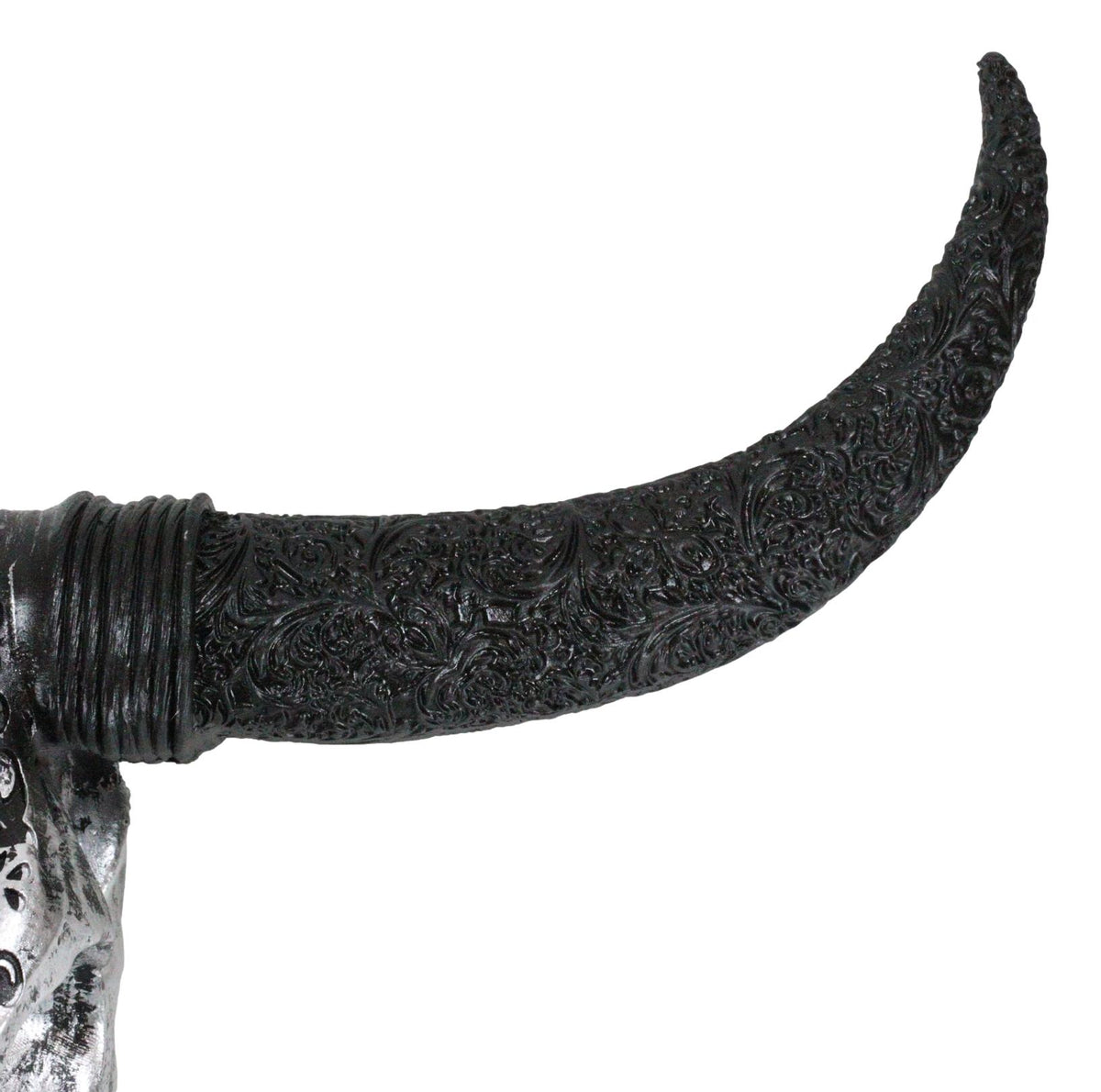 Western Floral Tribal Tattoo Tooled Bison Bull Cow Skull Wall Decor Plaque