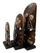 Balinese Wood Handicrafts Tropical River Angel Fish Family Set of 3 Figurines
