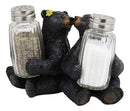 Ebros Whimsical Valentines Black Bear Couple Kissing Figurine Holder With Glass Salt And Pepper Shakers Romantic Bears Rustic Home And Kitchen Dining Decorative Statue Cabin Lodge Mountainside Decor