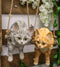 Set Of 2 Lifelike Feline Tabby Kitten Cats On Branch Swing Hanger Wall Decors