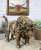 Native American Grassland Plains Wild Bison Buffalo Faux Wooden Resin Sculpture