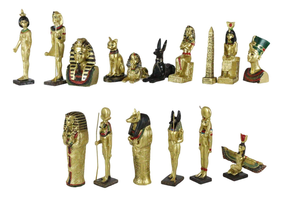 Ebros Miniature Egyptian Obelisk Gods Goddesses Pharaoh And Royalty Figurine Set of 16 - Ebros Gift