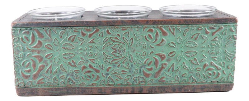 Southwestern Tribal Indian Turquoise Arrow Decorative 3 Votives Candle Holder