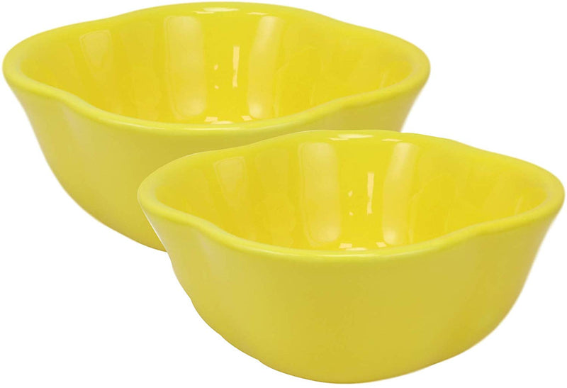Ebros Ceramic Yellow Bell Pepper 12oz Bowl Condiments Container SET OF 2