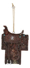 Set of 3 Rustic Western Star Ropes Circle Tooled Leather Horse Saddles Ornaments
