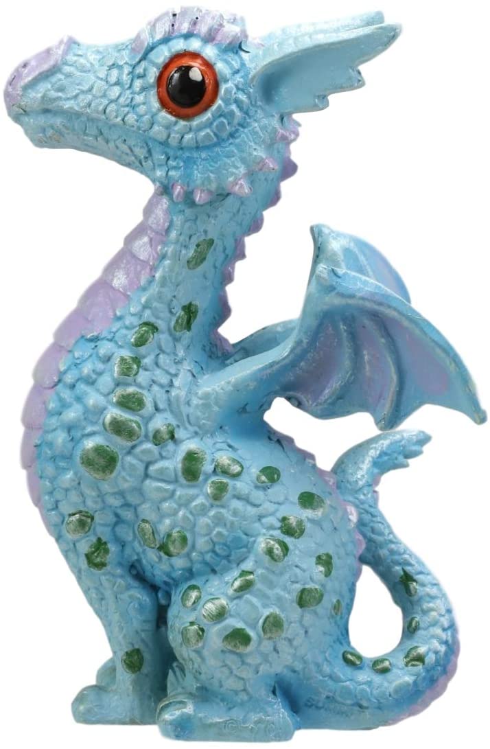 Ebros Whimsical Aqua Blue Wyrmling Baby Hatchling Dragon Figurine 4.75"H