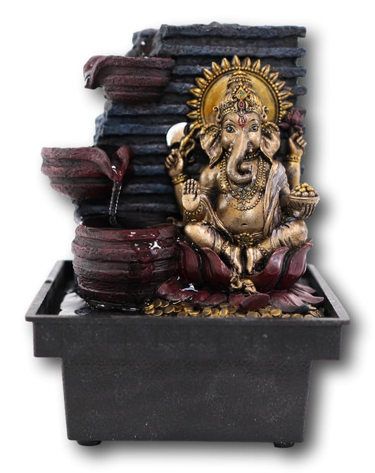 Ebros Elephant-Headed Hindu god Ganesha Flowing Water Fountain Resin Home Decor