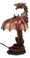 Altar Drake Red Ember Dragon Building Fire With Its Wings Side Table Lamp Statue