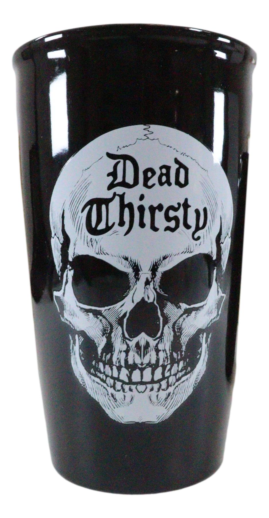 Ebros Gothic Macabre Dead Thirsty Sinister Skull Ceramic Travel Coffee Mug Cup W/ Lid - Ebros Gift