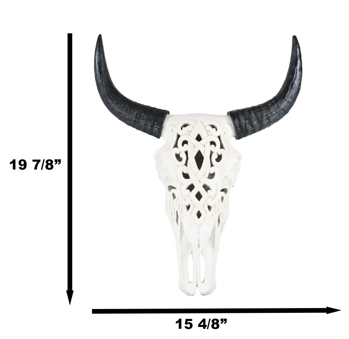 Southwest Great Plains Bison Ox Steer Bull Stencil Tooled Skull Wall Decor 19"H