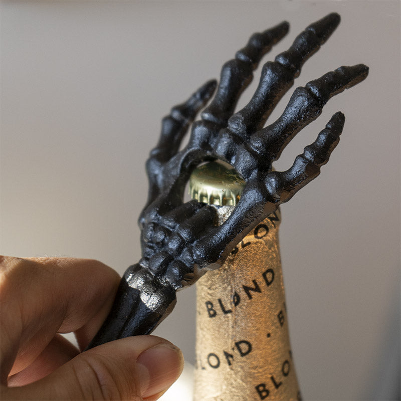 Rustic Cast Iron Black Gothic Skeletal Bone Skeleton Hand Bottle Cap Opener