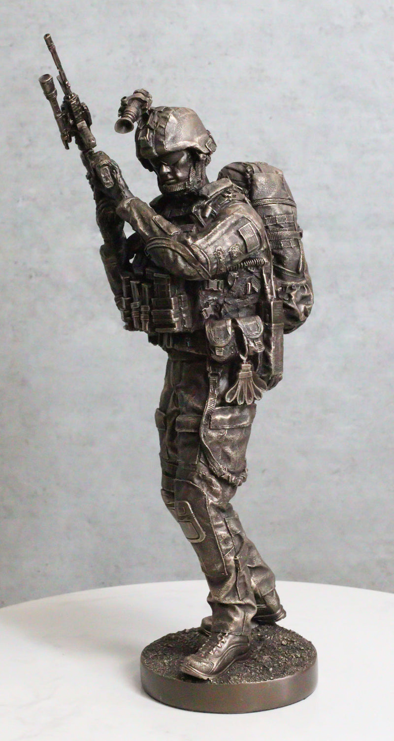 Large Modern Warfare Infantry Statue 14"H Military Rifle Unit Soldier Figurine